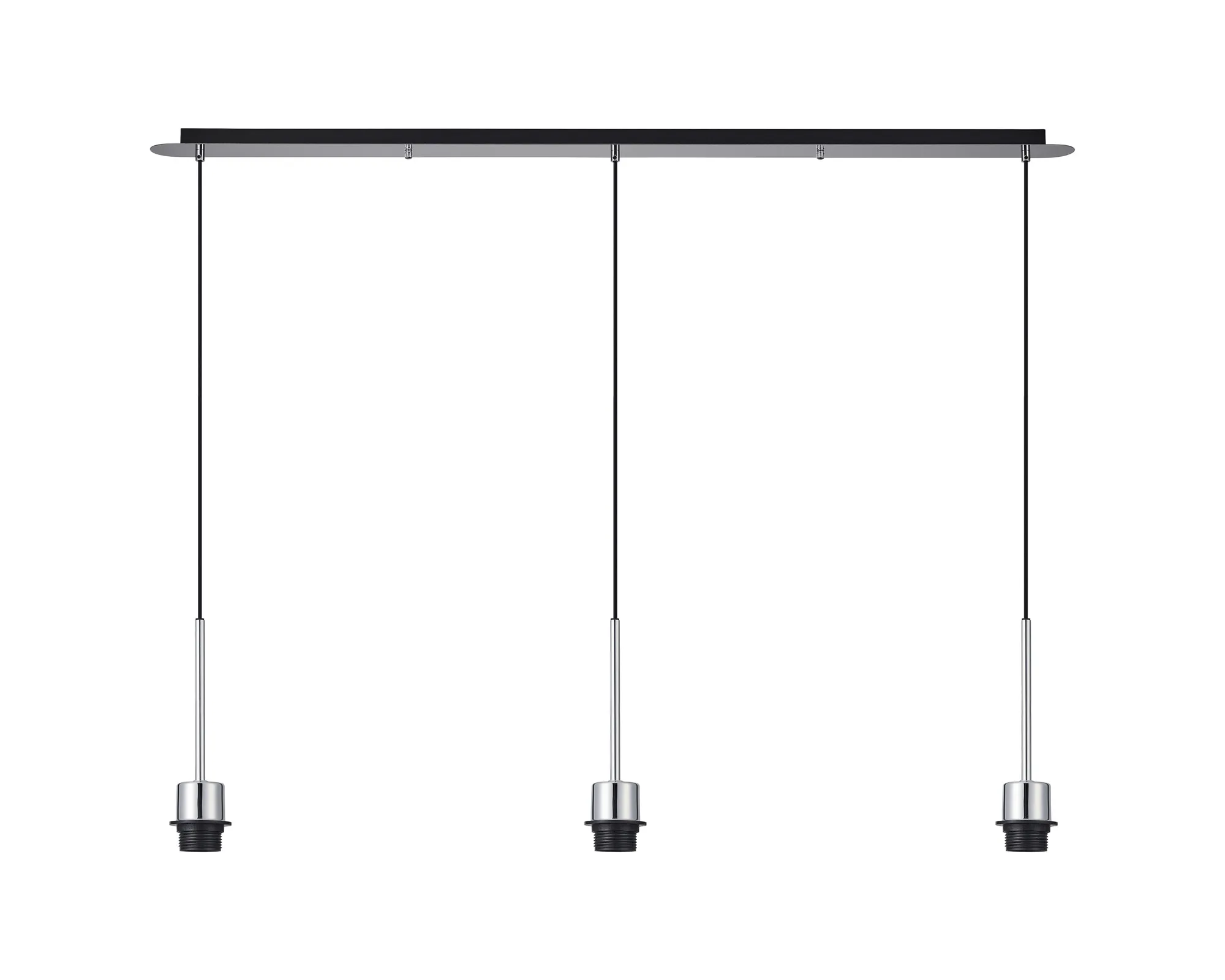 D1047CH  Carrie 1.4m Polished Chrome 3 Light E27 Universal Pendant Suitable For A Vast Selection Of Shades